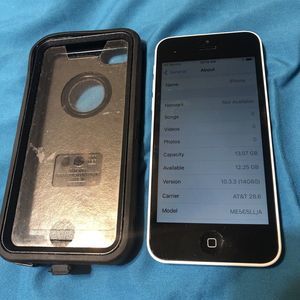 Iphone 5C 16GB White Great Cond Black Otterbox Included No Charger